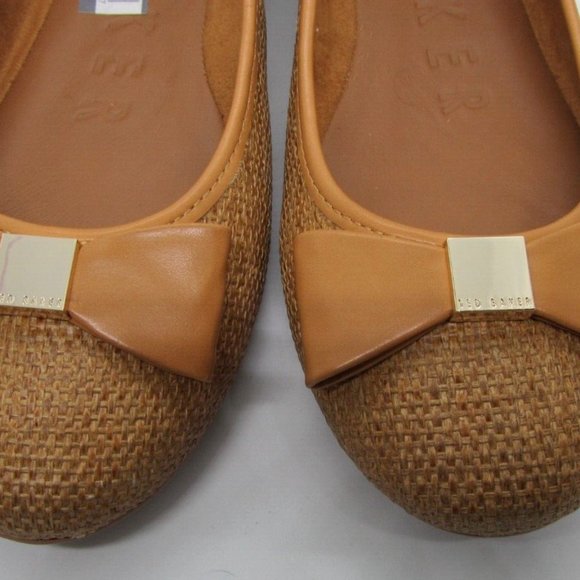 -Ted Baker Natural Raffia Tan Sualli Flats with Bow Size 6.5 /EU 37 New!! - Picture 12 of 12